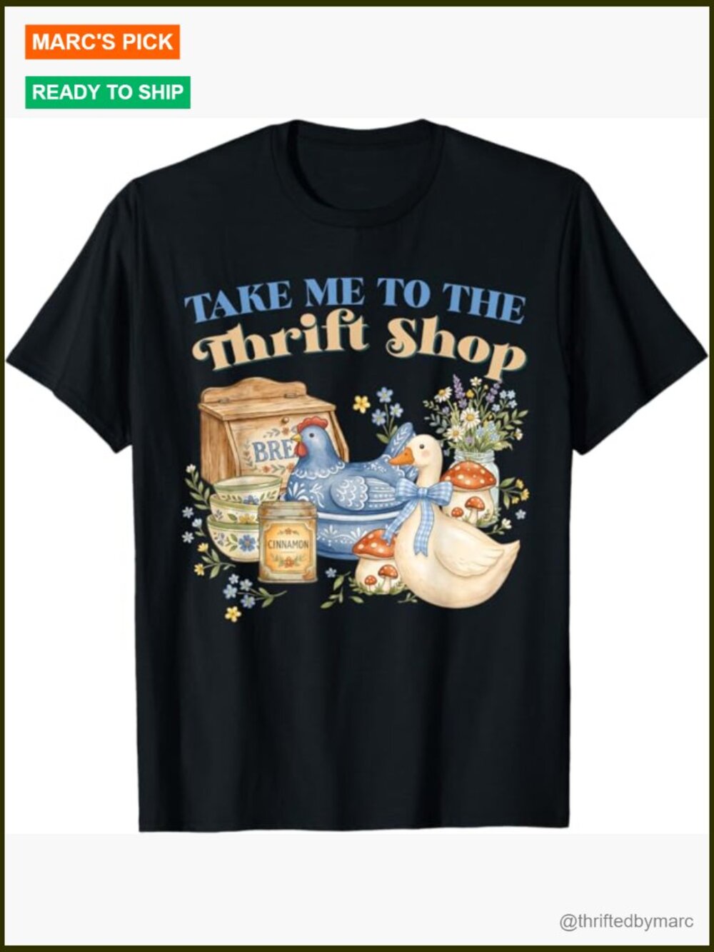 Thrifted Goose Hen Antiques Lover T-Shirt - Retro Vintage Tee